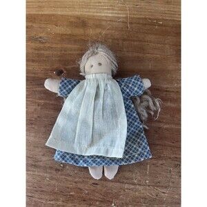 Vtg Homespun Country Farmhouse Muslim Fabric Angel Christmas Ornament Girl Cloth